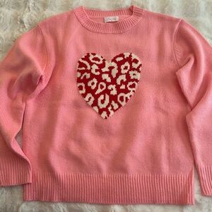 ❤️🩷Pink Lily Pink Sweater with Red Heart Design